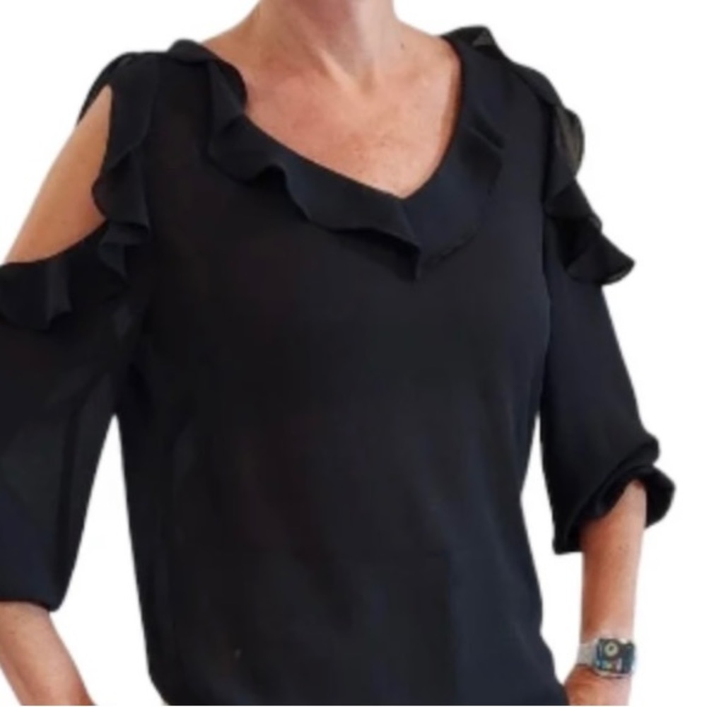 V Neck Ruffle Chiffon Top